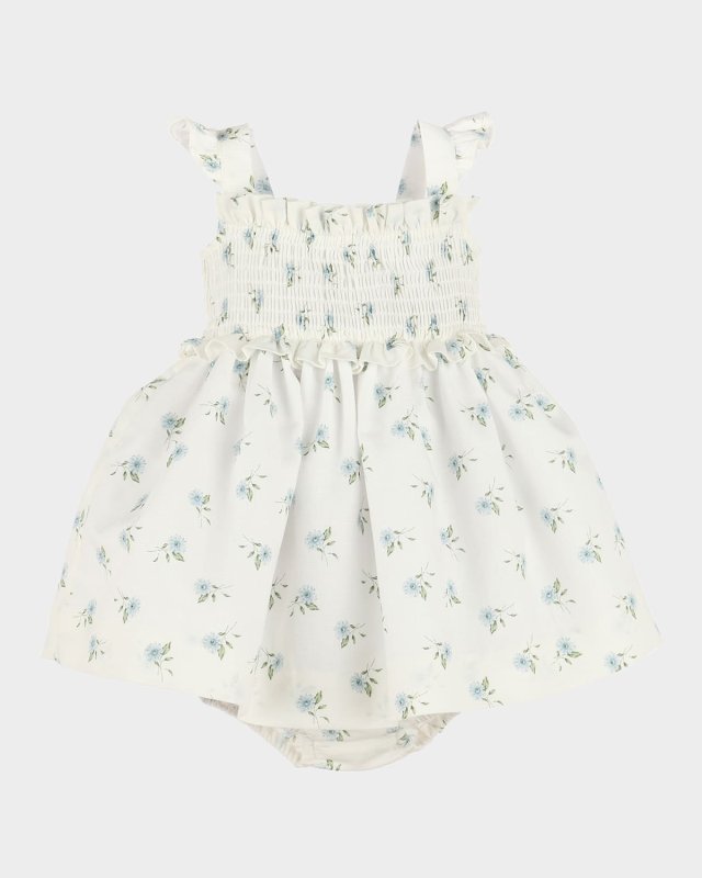 Girl's Smocked Floral-Print Sundress, Size 6M-3